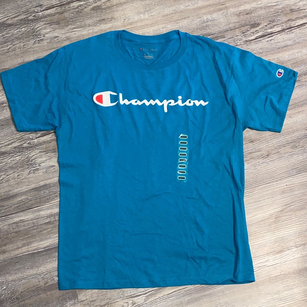 NWOT Teal CHAMPION Logo Tee M